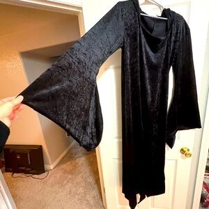 Velvet Hooded Dress with High Slits